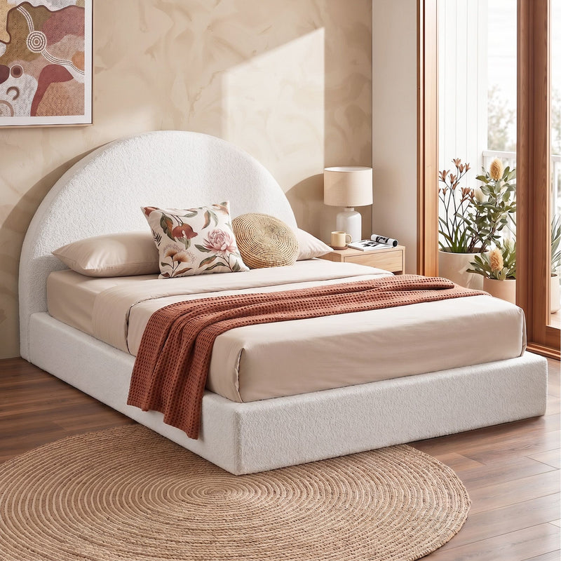 Artiss Double Bed Frame Boucle Fabric Washable Cover No Assembly