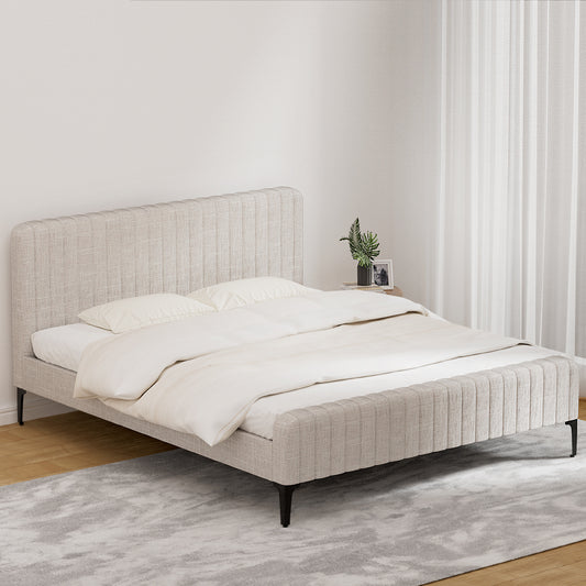 Artiss KING Bed Frame Beige AMMY