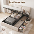 Artiss Queen Bed Frame Gas Lift Storage 3 Drawers Adjustable Headboard Platform Base