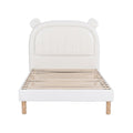 Artiss Kids King Single Bed Frame Bear Ears Headboard Upholstered Leather Platform Bed for Child