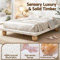 Artiss Queen Bed Frame with Boucle Upholstery and Solid Rubber Wood Legs