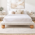 Artiss Queen Bed Frame with Boucle Upholstery and Solid Rubber Wood Legs