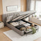 Artiss Double Size Upholstered Gas Lift Bed Frame with Foldable Bench PVC Leather Platform Bed with Storage