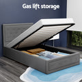 Artiss KING SINGLE Gas Lift Storage Bed Frame Grey Wood