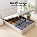 Artiss VILA DOUBLE Gas Lift Bed Frame Beige