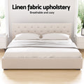 Artiss King Size Gas Lift Bed Frame Beige VILA