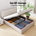 Artiss QUEEN Gas Lift Bed Frame Beige Storage