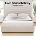 Artiss QUEEN Gas Lift Bed Frame Beige Storage