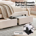 Artiss DOUBLE Bed Frame Storage Drawers Velvet LED Headboard