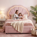 Artiss King Single Bed Frame with 1 Storage Drawers Upholstered Velvet Platform Bed LED Headboard Pink
