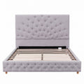 Artiss Double Bed Frame with Tufted Headboard and Plywood Slats Grey