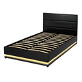 Artiss KING SINGLE Gas Lift Bed Frame LED Black LUMI