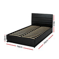 Artiss KING SINGLE Gas Lift Bed Frame LED Black LUMI