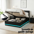 Artiss KING SINGLE Gas Lift Bed Frame LED Black LUMI