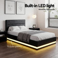 Artiss KING SINGLE Gas Lift Bed Frame LED Black LUMI