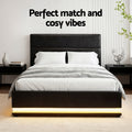 Artiss KING SINGLE Gas Lift Bed Frame LED Black LUMI