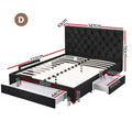 Artiss Double Bed Frame 3 Drawer Storage USB Charging Station