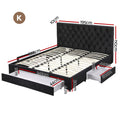 Artiss KING Bed Frame 3 Drawers USB Charging Storage Upholstered