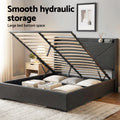 Artiss Double Bed Frame Gas Lift Storage Charcoal Grey
