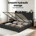 Artiss KING Bed Frame Gas Lift Storage Charcoal Grey