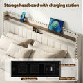 Artiss KING Bed Frame Storage Drawers Charging Station Linen