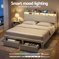 Artiss KING Bed Frame Storage Drawers Charging Station Linen