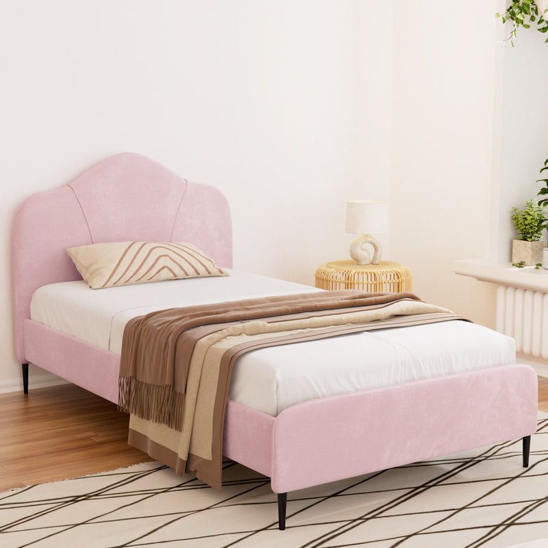 Artiss KING SINGLE Bed Frame Velvet Pink OLAN