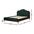 Artiss QUEEN Bed Frame Velvet Dark Green OLAN