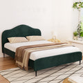 Artiss QUEEN Bed Frame Velvet Dark Green OLAN