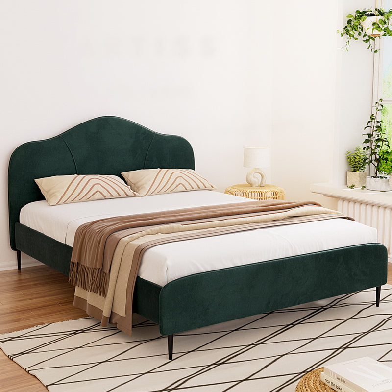 Artiss QUEEN Bed Frame Velvet Dark Green OLAN