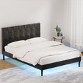 Artiss DOUBLE Bed Frame LED Black RAVI