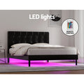 Artiss DOUBLE Bed Frame LED Black RAVI
