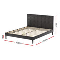Artiss QUEEN Bed Frame LED Black RAVI Storage