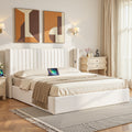 Artiss KING Bed Frame Gaslift Storage USB Charging Velvet White