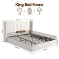 Artiss KING Bed Frame Gaslift Storage USB Charging Velvet White