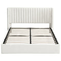 Artiss KING Bed Frame Gaslift Storage USB Charging Velvet White