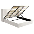 Artiss KING Bed Frame Gaslift Storage USB Charging Velvet White