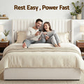 Artiss KING Bed Frame Gaslift Storage USB Charging Velvet White