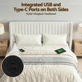 Artiss KING Bed Frame Gaslift Storage USB Charging Velvet White