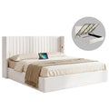 Artiss KING Bed Frame Gaslift Storage USB Charging Velvet White