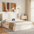 Artiss QUEEN Bed Frame Gaslift Storage USB Charging Velvet White
