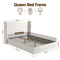 Artiss QUEEN Bed Frame Gaslift Storage USB Charging Velvet White
