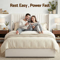Artiss QUEEN Bed Frame Gaslift Storage USB Charging Velvet White