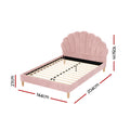 Artiss Double Bed Frame Scallop Bedhead Pink Velvet
