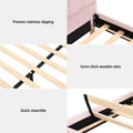 Artiss Double Bed Frame Scallop Bedhead Pink Velvet