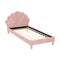 Artiss King Single Bed Frame Scallop Bedhead Pink Velvet
