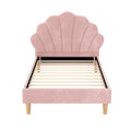 Artiss King Single Bed Frame Scallop Bedhead Pink Velvet