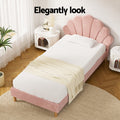 Artiss King Single Bed Frame Scallop Bedhead Pink Velvet