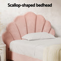 Artiss King Single Bed Frame Scallop Bedhead Pink Velvet