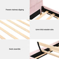 Artiss King Single Bed Frame Scallop Bedhead Pink Velvet
